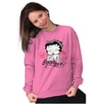 thumbnail image 5 of Betty Boop Love Hearts Cute Women Crewneck Sweatshirt Brisco Brands L, 5 of 6