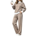thumbnail image 3 of Dzrciro Striped Two Piece Sets for Women, Plus Size Striped Long Sleeve Crew Neck Pullover Tops and Elastic Waist Wide Leg Pants with Patch Pockets, Casual Loose Sweatsuits S‑2XL, 3 of 6