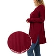 thumbnail image 5 of J. METHOD Women’s Knit Sweater Long Sleeve Round Neck Thermal Waffle Warm Casual Tunic Pullover Side Slit Knitted Top NEWT392 Cabernet XL, 5 of 5