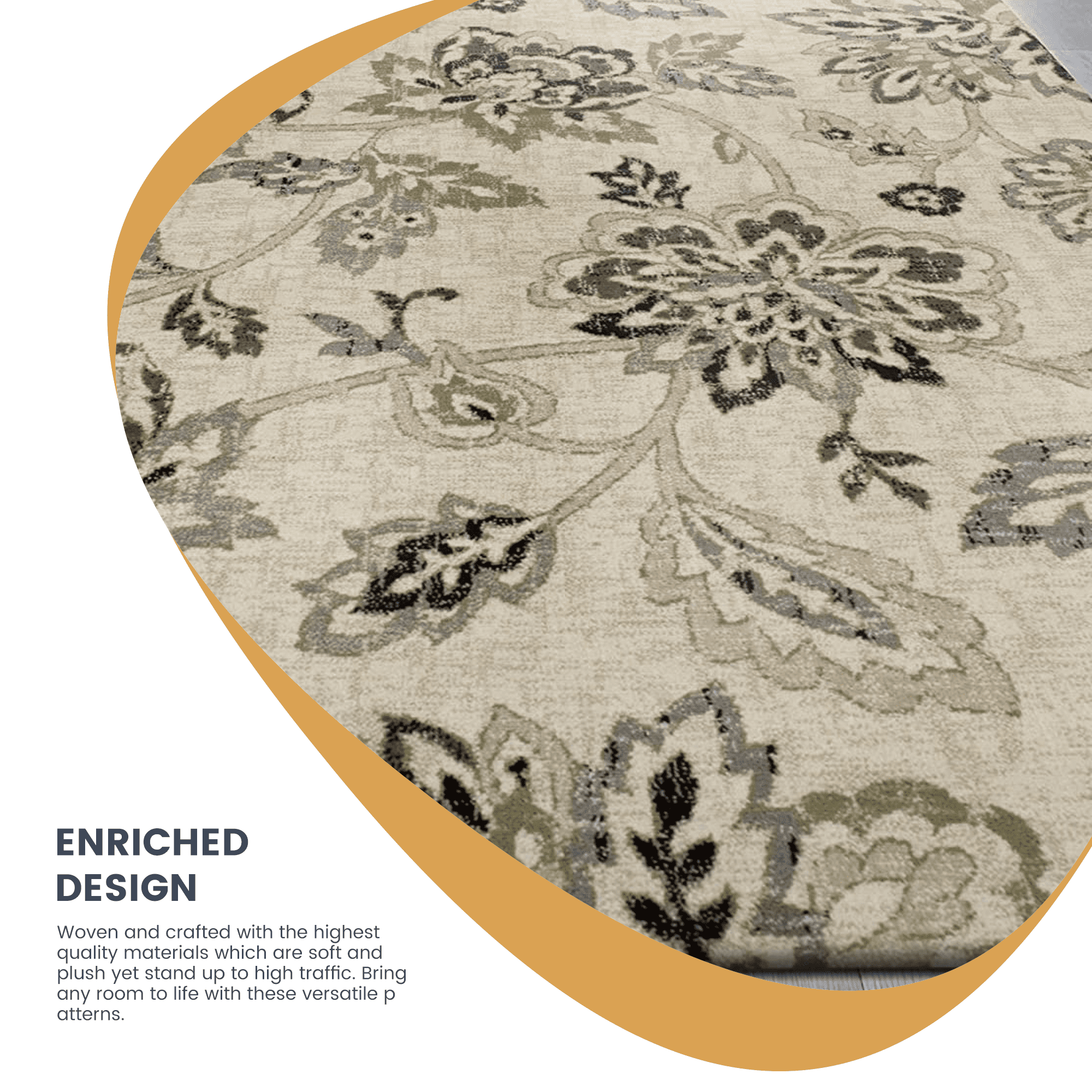 Floral Botanical Jacobean Area Rug, 7' x 9', Multi-Colored