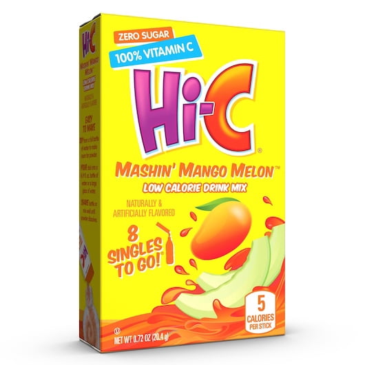 HiC Mashin' Mango Melon Low Calorie Drink Mix Singles To Go, 8 Count