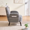 thumbnail image 3 of S-HOME Modern Style Armchair in Boucle Fabric with Side Storage Pocket and Solid Wood Legs for Living Room Office Reading Chair, Dark Gray, 3 of 16