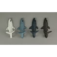thumbnail image 6 of Zeckos Cast Iron Blue Coastal Shark Wall Mounted Hook Coat Hangers Set of 4, 6 of 8