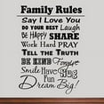 thumbnail image 2 of VWAQ Family Rules Vinyl Wall Decal Inspirational Quote Home Decor Family Wall Art Saying (22"H x 16"W BLACK), 2 of 3
