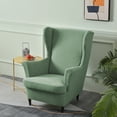thumbnail image 4 of Eurhowing Stretch Wingback Chair Slipcover, 2-Piece Jacquard Armchair Cover with Cushion Cover, Washable Non-Slip Wingchair Protector for Living Room Bedroom, Green, 4 of 8