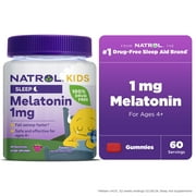 Natrol Kids Melatonin, Sleep Gummies for Children, Raspberry Flavor, 1mg, 60 Count