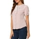 thumbnail image 4 of INSPIRAR CHIC Blusa de Mujer de Manga Corta con Botones, Panel de Encaje, Cuello con Lazo, Rosa M, 4 of 7