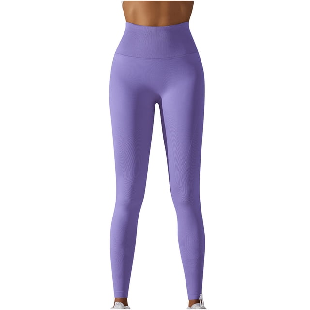 FAIWAD Womens Basic Yoga Leggings High Waist Ribbed Seamless Pants Slim Stretch Sports Workout Pants