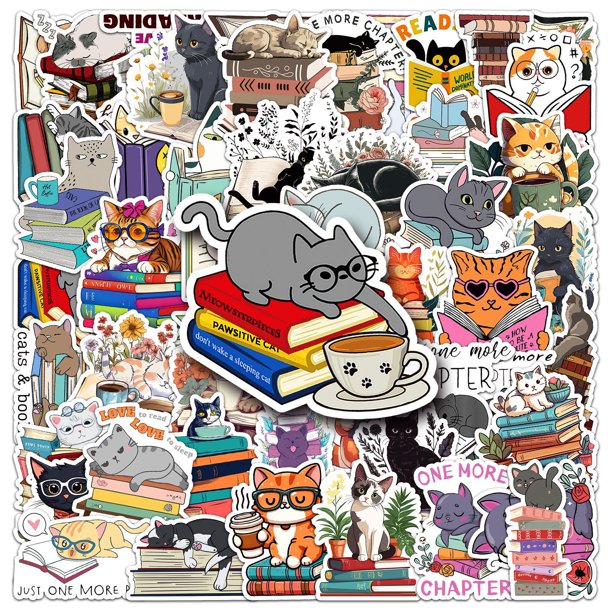 Calcomanías impermeables de vinilo con diseño de grafiti con forma de gato y animal, 50 unidades