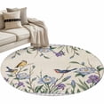 thumbnail image 6 of Spring Flowers Round Rug 3ft Washable Circle Entryway Rugs Non Slip Vintage Floral Leaves Birds Farmhouse Plaid Area Rug Indoor Floor Carpet for Bedroom Kitchen Living Room Home Office Dining Room, 6 of 8