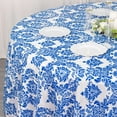 thumbnail image 5 of Efavormart 120" Royal Blue Velvet Flocking Damask Tafetta Round Tablecloth For Catering Wedding Party Decorations, 5 of 5