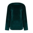 thumbnail image 5 of BLVB Women's Velvet Tops Puff Long Sleeve V Neck Ruched Fall Winter Trendy Blouse Elegant Evening Party Holiday Shirts, 5 of 6