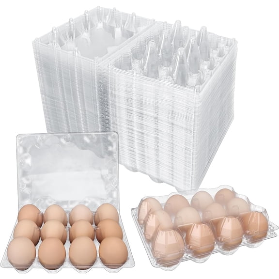 150 Pack Bulk Egg Cartons, Clear Plastic Chicken Egg Holders, Egg Tray Carton Holder for Home & Kitchen, Farm & Market Use, An Eco-Friendly Egg Storage Solution, 12 Grids