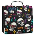 thumbnail image 2 of Haosy 3 Ring Zipper Binder with Shoulder Strap Waterproof Trapper Keeper 2 Inch D-Ring 500 Sheets Capacity, Crazy Cool Skull, 2 of 7