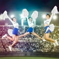 thumbnail image 6 of 4 Pcs Cheerleading Pom Poms,Topboutique Cheer Pom Poms,Metallic Foil Pom Poms with Plastic Handles,Fun Pom Poms for Adults Team Spirit Sports Party Cheering,White+Red, 6 of 7