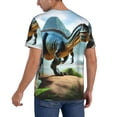thumbnail image 2 of Rateoe Lake Forest Dinosaur A Pattern Men’s Baseball Short Sleeve Polo Shirt, Midweight Men's Shirt Golf Shirt Polo Shirts Quick Dry Short-Medium, 2 of 7