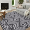 thumbnail image 2 of Hasoo Washable Geometric Area Rug 8x10 Rug for Bedroom Farmhouse Boho Indoor Carpet Home Decor, Black, 2 of 6