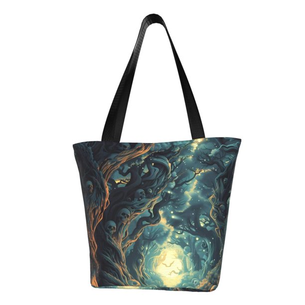 Disketp Enchanted Forest Skull Path Bolsa de Hombro Casual para Mujer, Bolso Cruzado para Compras, Viajes y Uso Diario