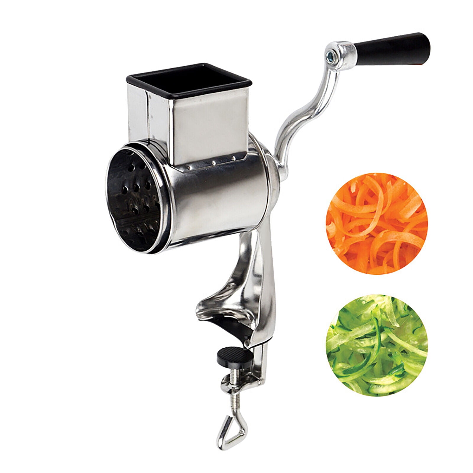 Miumaeov Stainless Steel Rotary Vegetable Cheese Grater Manual Rotary Grater  with 5 Cone Blades Attachment Multi-Functional Food Processor 