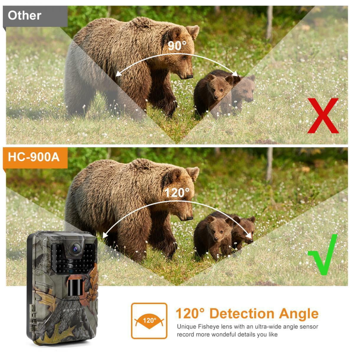 K&F Concept 0.3s Trigger Trail Camera 36MP HD HC-900A Outdoor Waterproof Hunting Night Vision