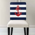 thumbnail image 3 of Nautical Anchor Coastal Navy Blue Stripe Chair Covers Set of 4 Chair Back Covers Stretch Removable Washable Chairs Slipcovers Chair Protector for Dining Room Kitchen Party Decor, 3 of 5