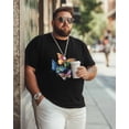 thumbnail image 4 of Men's T-Shirt Butterfly Colorful Embroidery Style Short Sleeve Casual Tee Classic Crew Neck T-Shirt for Men, 2XL, 4 of 7