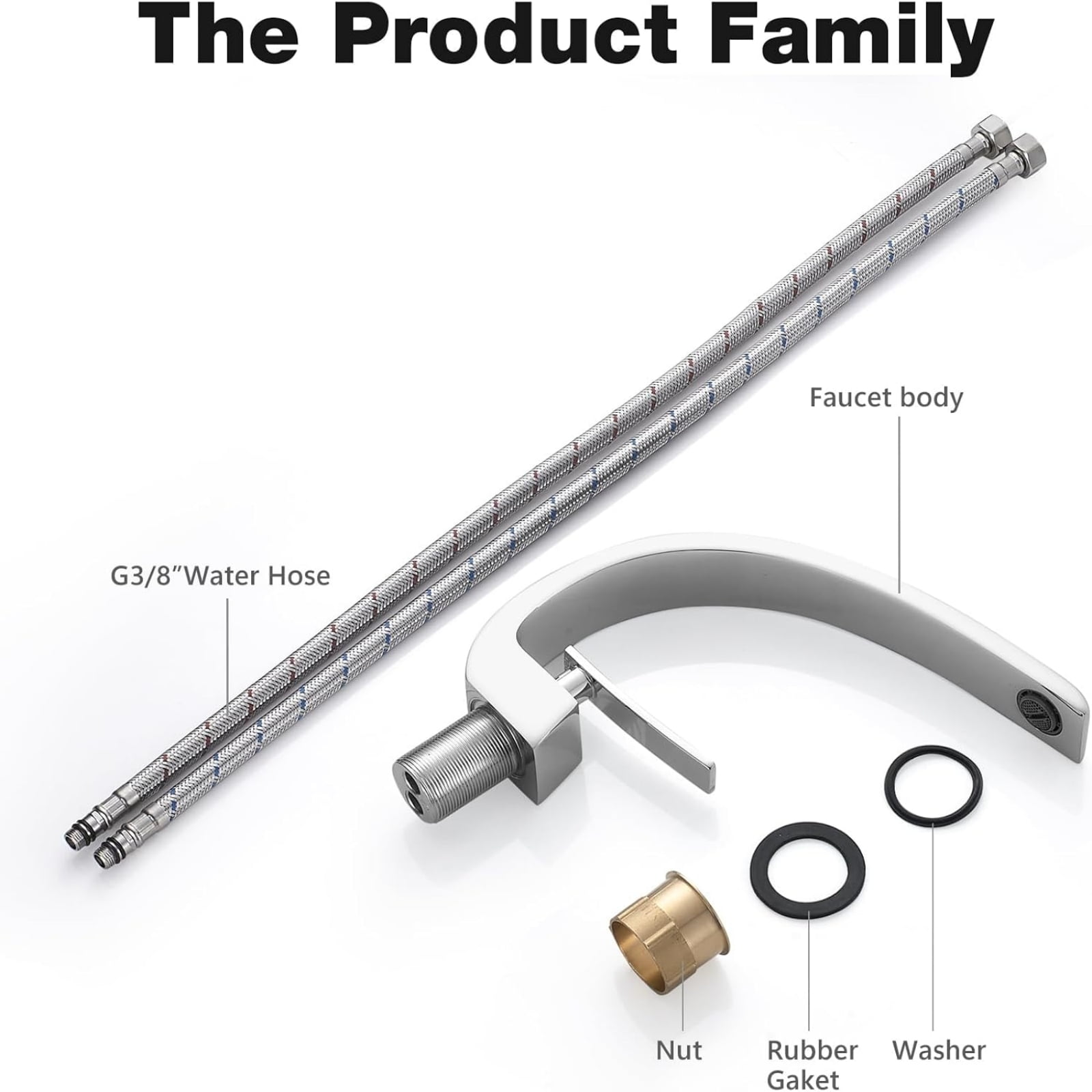 Bathroom Faucet Brushed Nickel Modern Waterfall Bathroom Sink Faucet with Single Handle, Hot and Cold