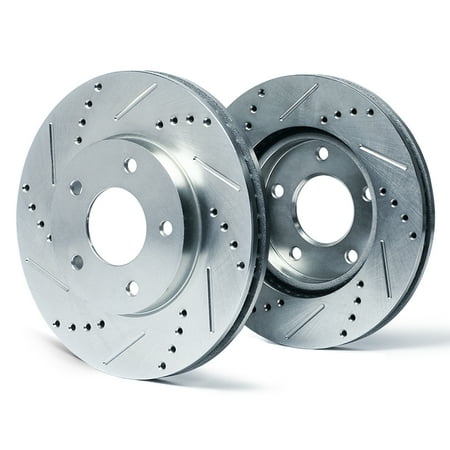 Max Brakes Rear Zinc Coated Slotted Drilled Rotors