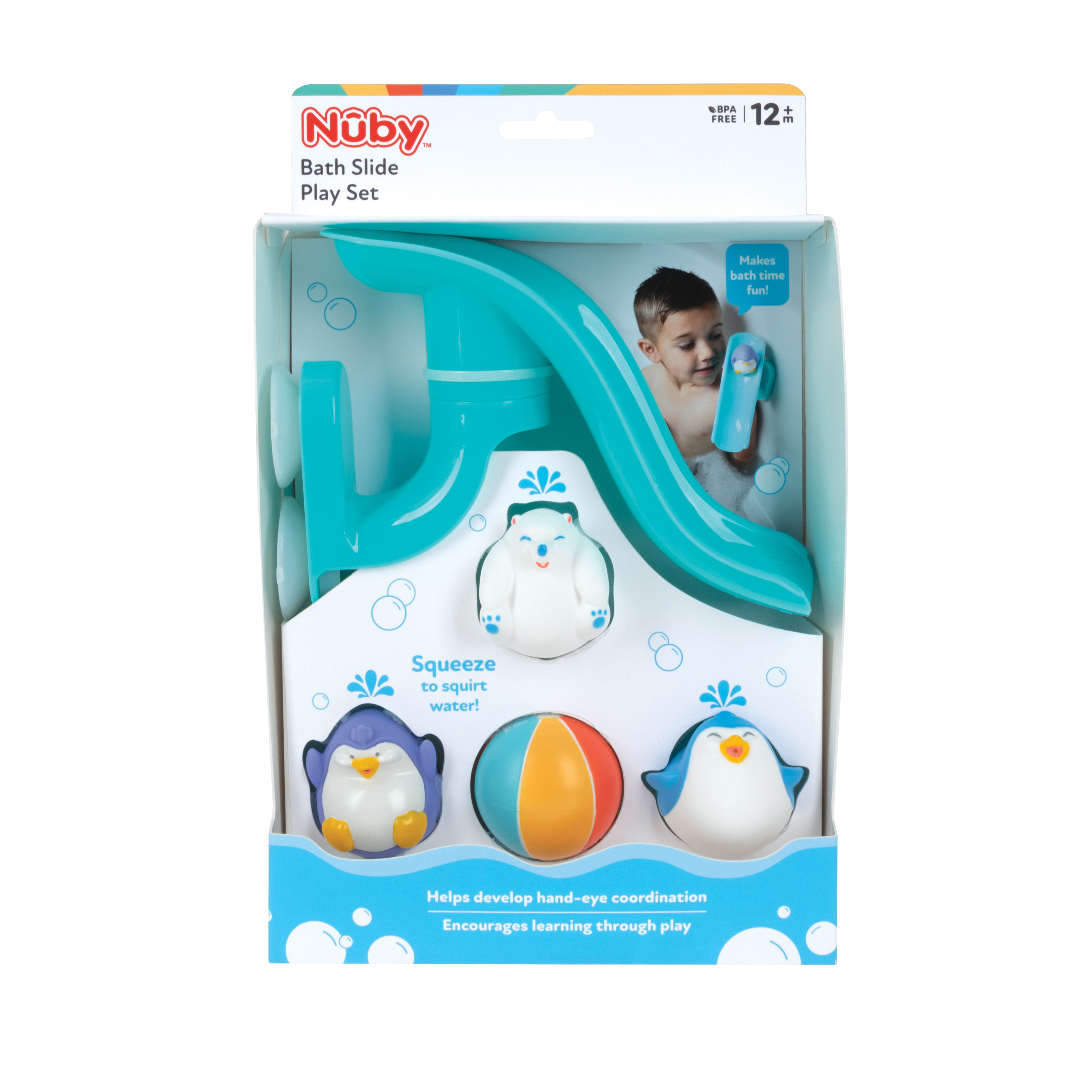 Nuby Penguin Slide Bath Toy Set, 5-Piece photo 4