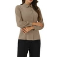 thumbnail image 4 of CURVOSPORT Women's Button Down Shirt Peter Pan Collar Long Sleeve Princess Line Blouse L Coffee, 4 of 6