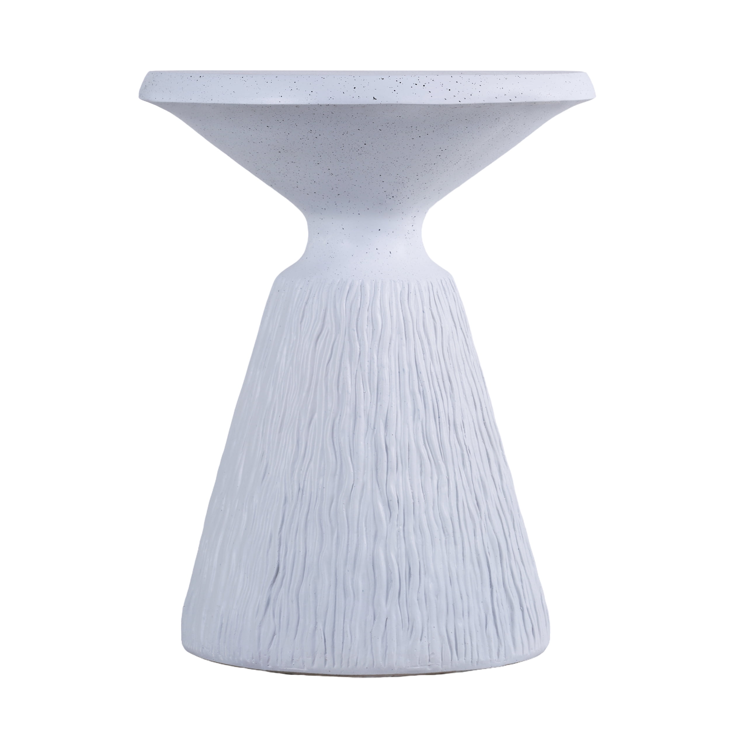 Cement Side Table, Modern Small Round Accent End Table for Patio Garden Backyard Outdoor Rest Area, Aqua Grey