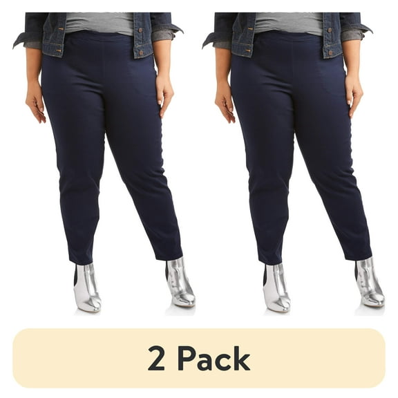 (2 pack) JMS Just My Size by Hanes Women's Plus Size 2 Pocket Pull On Pants, Single and 2 Pack