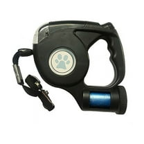 BE-TOOL 3-in-1 Retractable Dog Leash Round Rope Flat Belt with Garbage Trash Bags and LED Light