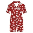 thumbnail image 7 of Feancey Womens Christmas Pjs Short Sets Xmas Snowflake Printed Lounge 2 Piece Set Casual Button Down Sleepwear and Shorts Pajama Two Piece Multicolor S, 7 of 7