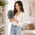 thumbnail image 4 of Arched Wooden Picture Frame with Painted Wildflower Art and Double-Layer Distressed Wood Design,for Living Room Shelf,Freestanding Tabletop Decoration, 4 of 7