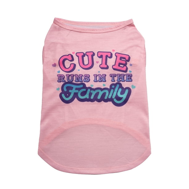 Vibrant Life, Dog Clothes, Cute Runs in the Family, Pet TShirt, Pink