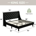 thumbnail image 2 of Feonase King Size Bed Frame with Luxury Wingback and Fast Charging Station,Upholstered King Button Tufted Storage Headboard Platform Beds, Wooden Slats Support, Noise-Free, Easy Assembly,Matte Black, 2 of 7