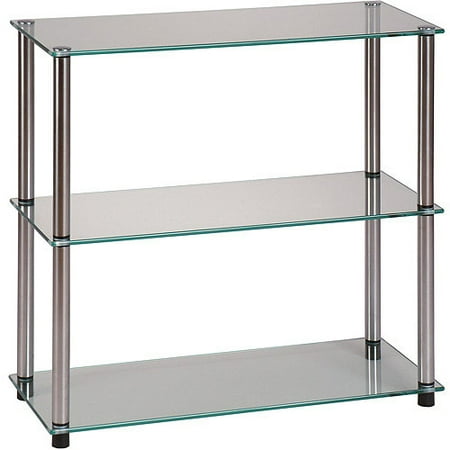 Preston Glass Shelf - Convenience Concepts Designs2Go No Tools 3-Shelf Glass Bookcase, Multiple Colors