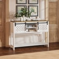 thumbnail image 6 of Aukfa 46" Farmhouse Console Table with Storage Shelf & Sliding Barn Doors, Wood Entryway Table with Storage for Living Room, Hallway, Foyer, White/Oak, 6 of 8