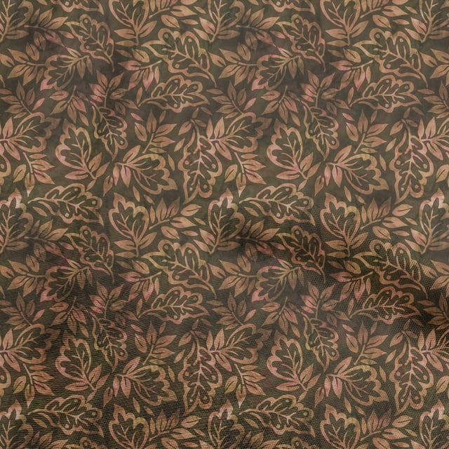 oneOone Rayon Brown Fabric Jacobean Leaf Craft Projects Decor Fabric Printed By The Yard 56 Inch Wide