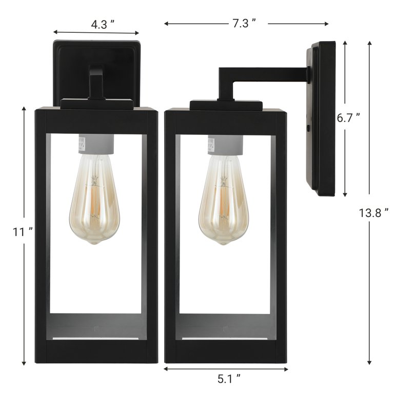 7W LED Outdoor Wall Sconce Light - Waterproof Step Light With E27 Socket, Warm White (Black)