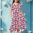 thumbnail image 2 of Robes Décontractées pour Petites Filles, Fête, Manches Volantées, Imprimé Coloré, Robe à Étages, Vêtements pour Enfants à Taille Extensible, Taille 6-7T, 2 of 6
