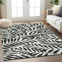 Addison Rugs Chantille Indoor/Outdoor Transitional Floral Black Washable Rectangle Rug, 9' x 12'
