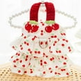 thumbnail image 3 of Adjustable Cherry Print Pet Dress – Summer Dog & Cat Clothing with D-Ring, Elastic Straps for Birthdays, Holidays (15x10x5cm), 3 of 8