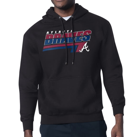 Men's Starter Black Atlanta Braves Logo Push Graphic Hoodie