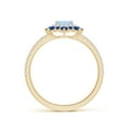 thumbnail image 2 of Angara Natural 0.33 Ct. Aquamarine with Blue Sapphire Halo Ring in 14K Yellow & White Gold for Women (Ring Size: 3), 2 of 10