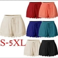 thumbnail image 3 of Pantalones cortos casuales con cordones de color sólido de verano europeos y americanos para mujer, 3 of 6