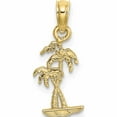 thumbnail image 1 of 10K Yellow Gold Texture Mini Double Palm Trees Charm (13.17 X 7.9) Made In United States -Jewelry By Sweet Pea, 1 of 5