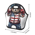 thumbnail image 3 of Pofeuu Patriotic Boxing Bear Art Print Neoprene Lunch box Insulated Soft Bag Mini Cooler Thermal Meal Tote Kit for Boys, Girls,Men,Women,School,Work, Office,Black, 3 of 7