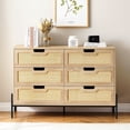 thumbnail image 3 of 6 - cajón almacenamiento chest con wicker pattern - pb oak: elegant dormitorio o sala de estar organizer, 3 of 7
